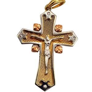 14k Gold Multi Tone Gold Cross Pendant